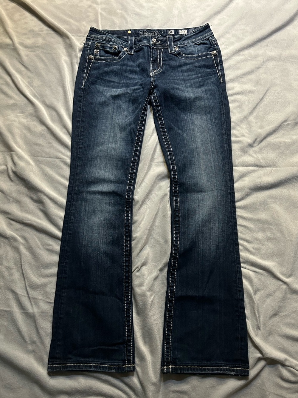 Miss Me JP5775B Bootcut Jeans Sz 30 Frayed Wing Sequin Embellished Bling